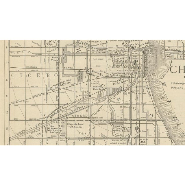Paper Antique Chicago Map, 1888 For Sale - Image 7 of 9