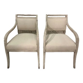 Set of 19th Century Swedish Open Armchairs with Fretwork Detail For Sale