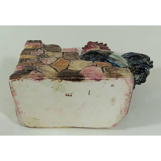 19th Century French Provincial Majolica Rooster Jardiniere For Sale - Image 4 of 5