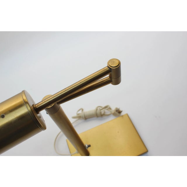 Walter Von Nessen Brass Swing Arm Table Lamp With Adjustable Cylindrical Shade For Sale - Image 10 of 13