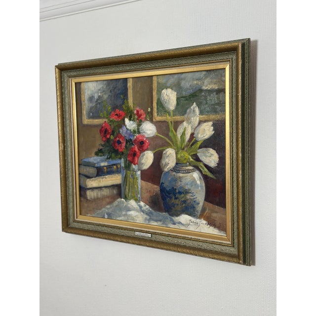 Johan Jacobsson, Tulips and Poppies, 1950s, Oil on Canvas, Framed For Sale - Image 7 of 18