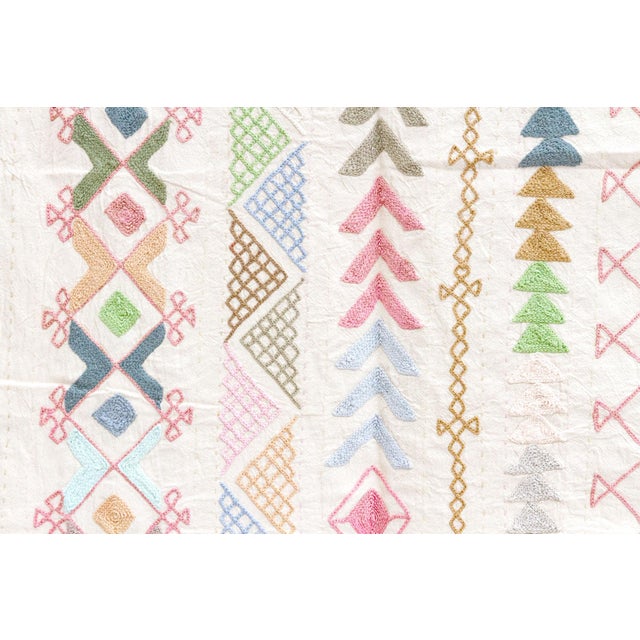 Tribal Abstract Pastel Hand-Stitched Cotton Tribal Kantha Throw For Sale - Image 3 of 6