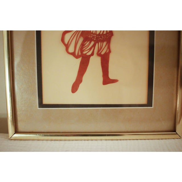 Gold Early 20th Century Pair of Ottoman Shadow Puppet Figural Sculptures in MCM Gold Metal Frames For Sale - Image 8 of 15