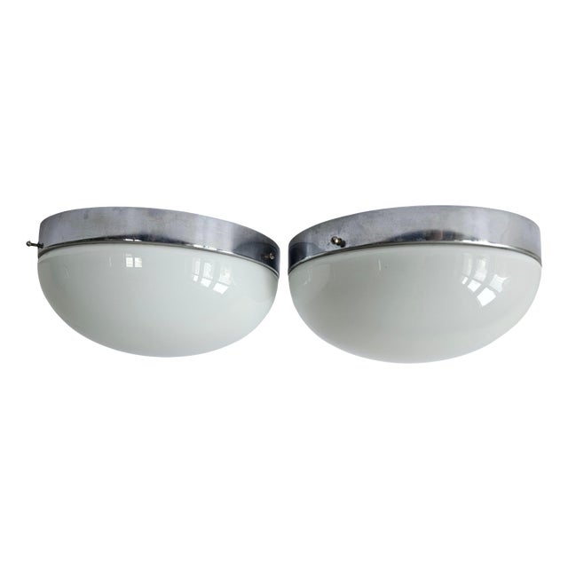 Bauhaus Chrome Ceiling or Wall Lamps, 1930s, Set of 2 For Sale