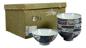 Antique Imari Style Enamelled Porcelain Bowls, 20th Century, Set of 6