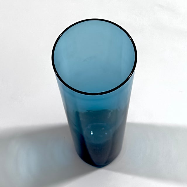 1990s Sophisticated Finnish Style Inky Blue Decorative Glass Vessel Curation - Group of 5 For Sale - Image 5 of 13