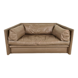 Baker Furniture Modern Leather Tuxedo Sofa