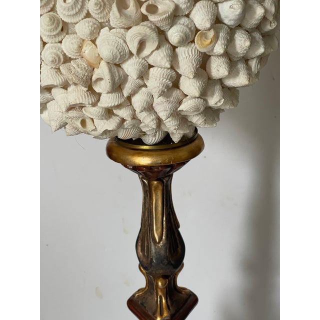 1950s 1950s Gorgeous Large Sez Shell Globe on Italian Gold Wood Pricket Stand For Sale - Image 5 of 6