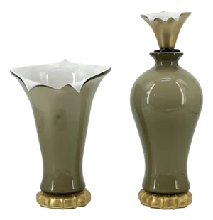 Murano Glass Vases with 24 Kt Gold by 1295 Murano, Set of 2