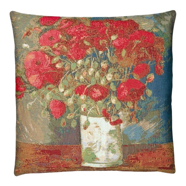 Van Gogh Poppies Tapestry Cushion With Feather Filler - 46x46cm (18"x18") For Sale