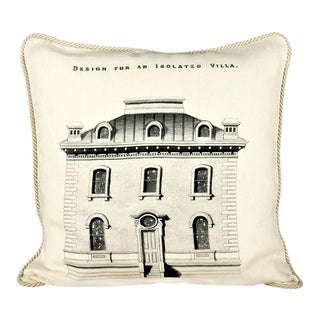 Design for an Isolated Villa Linen Architecture Pillow For Sale