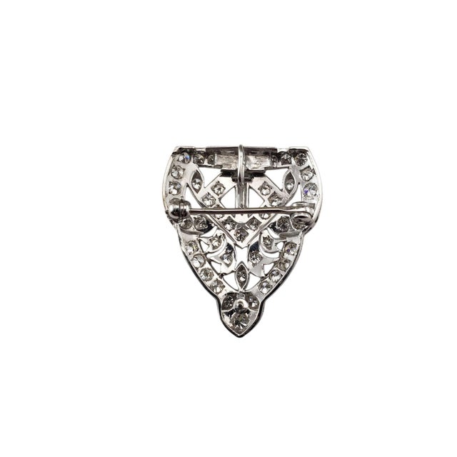 Mid 20th Century Platinum/Palladium Diamond Shield Brooch/Pendant For Sale - Image 4 of 6