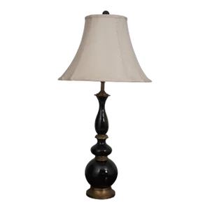 Modern Bulbous Ceramic & Brass Table Lamp