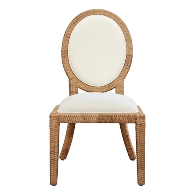 Matthew Izzo Home Blythe Rattan Wrapped Cameo Back Side Dining Chair For Sale
