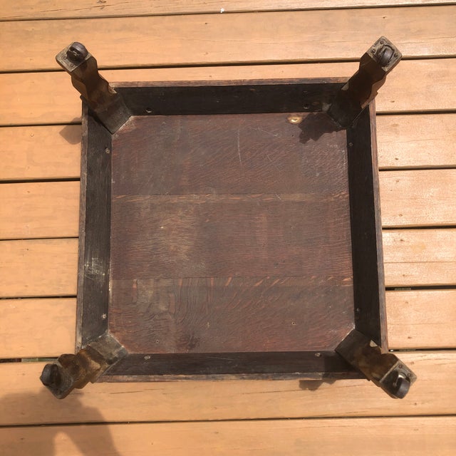 Antique Quarter Sawn Oak Caster Table/Plant Stand For Sale - Image 6 of 6
