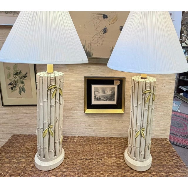 Mid-Century Modern Mid Century Palm Beach Faux Bamboo Table Lamps, a Pair For Sale - Image 3 of 6
