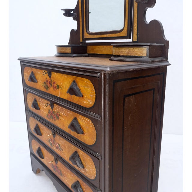 Victorian Painted Bedroom Dresser Mirror King Bed Headboard Rocking Chair Set For Sale - Image 12 of 18