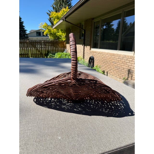 Mid 20th Century Vintage French Style Wicker Flower Basket For Sale - Image 5 of 10
