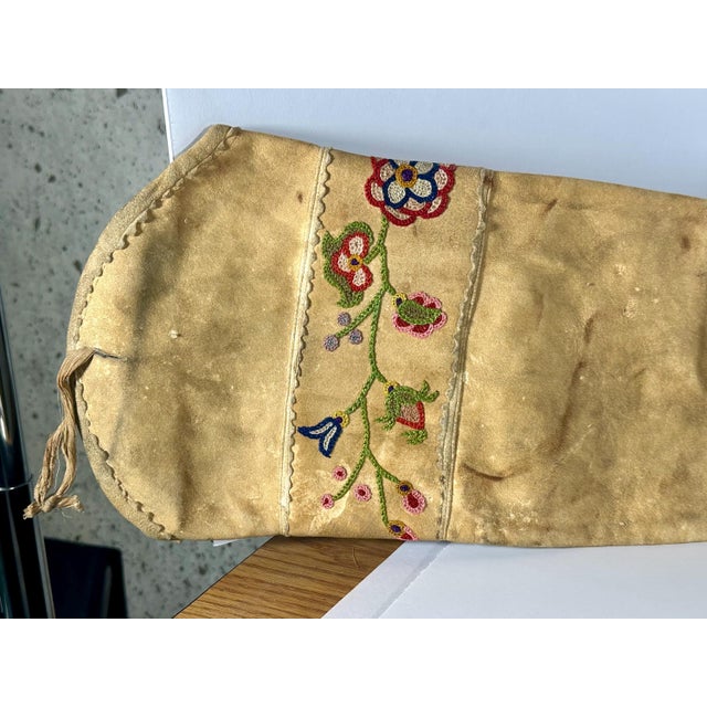 Animal Skin Antique Native American Cree Indian Embroidered Rifle Scabbard For Sale - Image 7 of 10