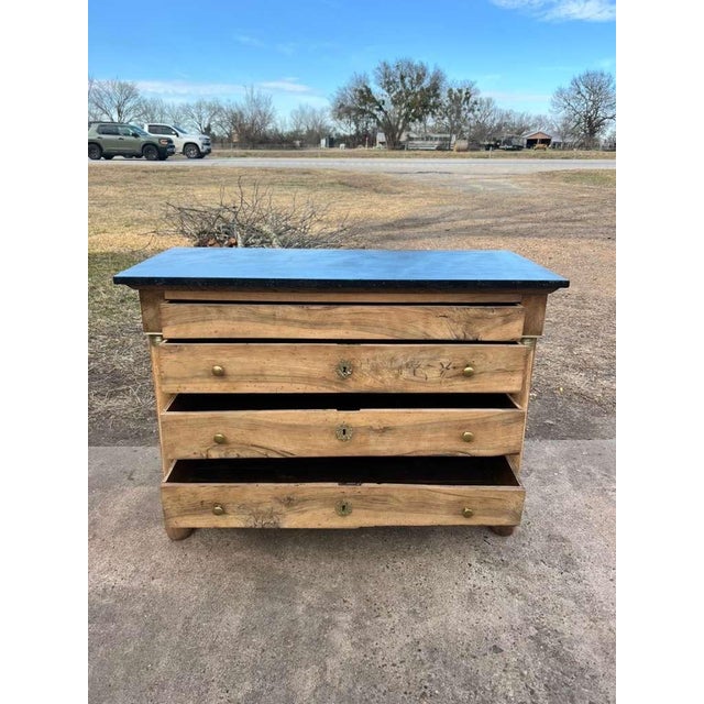19th Century French Empire Walnut Bleached Marble Top Chest of Drawer / Commodes For Sale - Image 12 of 12