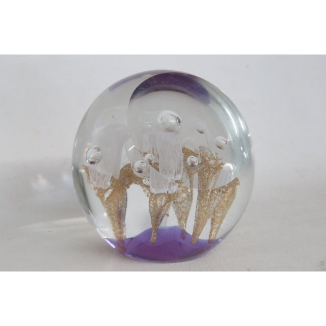 Large Round Art Glass Paper Weight Trumpet Flower Controlled Bubble Design 5160b For Sale In Miami - Image 6 of 12