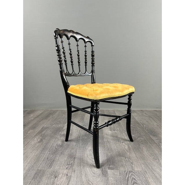19th Century Napoleon III Chairs in Blackened Wood, Set of 4 For Sale - Image 3 of 12