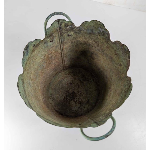 Metal 20th Century Verdigris Copper Arts & Crafts French Bucket or Planter For Sale - Image 7 of 10