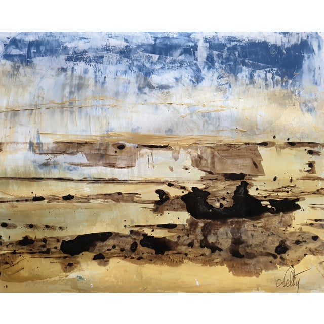Christian Feltin, The Rocks, Acrylic and Walnut Stain on Paper, Framed For Sale - Image 4 of 4