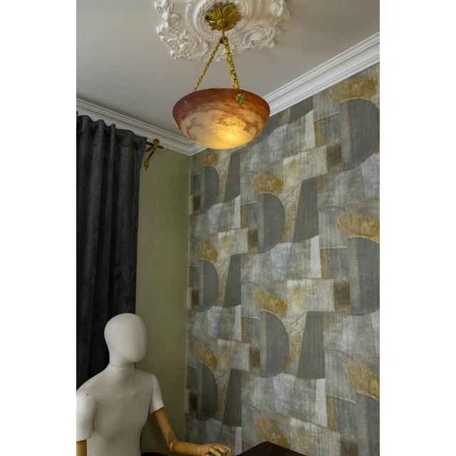 Pendant Light with White and Burgundy Glass from Muller Frères Luneville, 1920s For Sale - Image 10 of 18