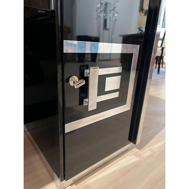 Art Deco Desk in Black Lacquer, Walnut & Metal, France, 1930s-1940s For Sale - Image 11 of 18