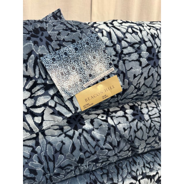 2000 - 2009 Set of 4 Custom Pillows - Beacon Hill Stella Velvet Fabric in Atlantic For Sale - Image 5 of 7