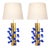 Italian Table Lamps in Brass and Blue Murano Glass from Justfurnituress SRL, Set of 2 For Sale