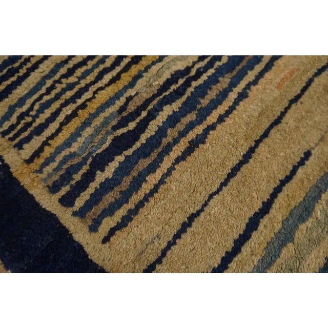Navy Blue 1920s Navy Stripe Medallion Antique Chinese Peking Rug 2' 7''x4' 8'' Knotted Wool Carpet For Sale - Image 8 of 9