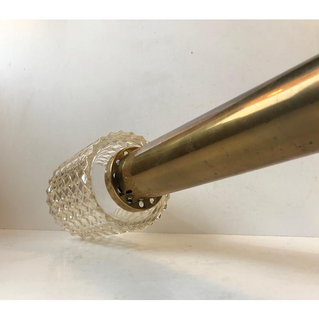 Orrefors Vintage Glass and Brass Pendant Lamp from Orrefors, 1960s For Sale - Image 4 of 11