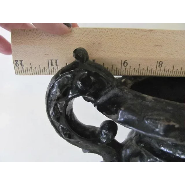 Black American Small Cast Iron Garden Urn Footed For Sale - Image 8 of 9