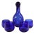 Vintage Hand-Blown Cobalt Blue Decanter & Low Ball Glasses Set- 5 Pieces For Sale