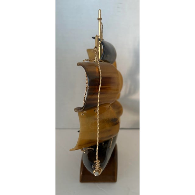 Vintage MCM Hull Schooner Sailboat Nautical Tabletop Sculpture 8” Tall For Sale - Image 9 of 9