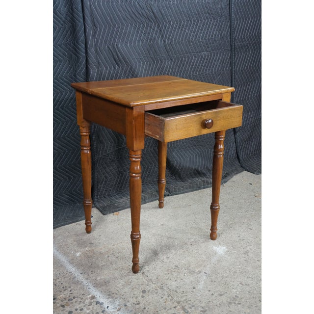 Brown Antique 19th C. Early American Primitive Cherry Side Accent Table Nightstand 29" For Sale - Image 8 of 18