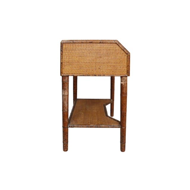 French French Marble Top Faux Bamboo Side Table For Sale - Image 3 of 9