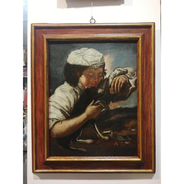 Circle of G. F. Cipper or Il Todeschini, Young Man with Puppy, Early 18th Century, Oil on Canvas For Sale - Image 7 of 7