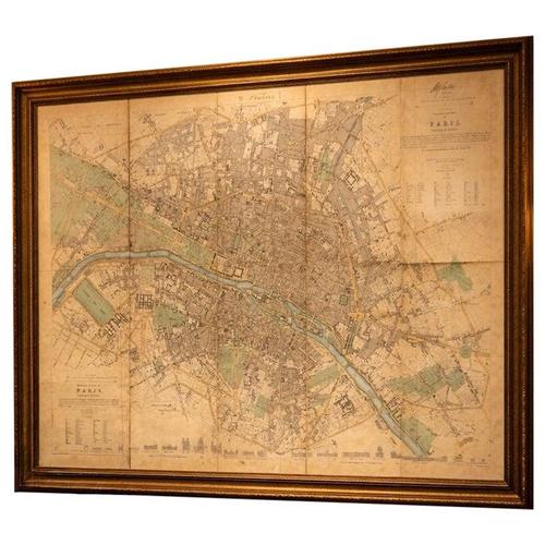 Antique Linen Backed Hand-Colored Map Paris, 1855 For Sale - Image 12 of 12