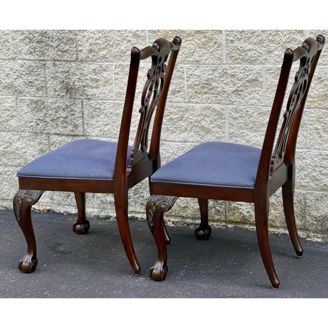 Chippendale Ethan Allen Newport Collection Carved Chippendale Dining Chairs - A Pair For Sale - Image 3 of 12