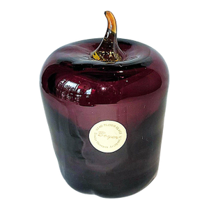 1980s Hand Blown Glass Apple Paper Weight Sculpture