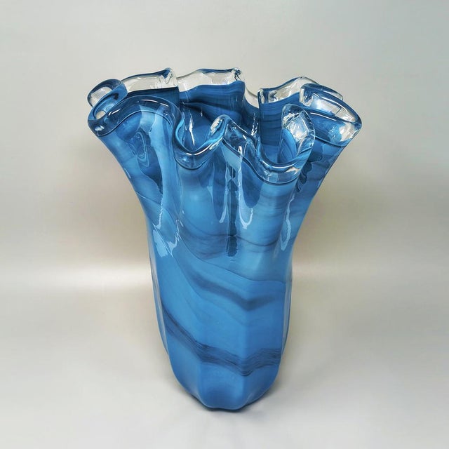 Italian Fazzoletto Murano Glass Vase by Dogi, 1970s For Sale - Image 4 of 7