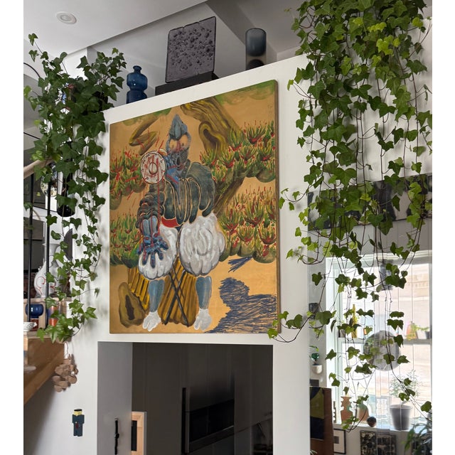 2017 "Noh Drummer 1" Contemporary Oil Spray Paint Paintstick on Canvas by Robert Cipriano For Sale - Image 11 of 14