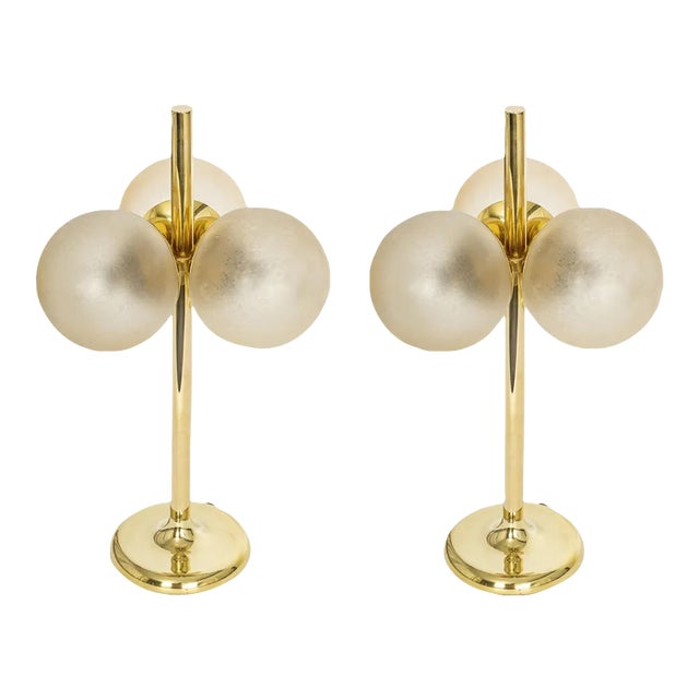 Large Brass Table Lamps from Kaiser, Germany, 1970s, Set of 2 For Sale