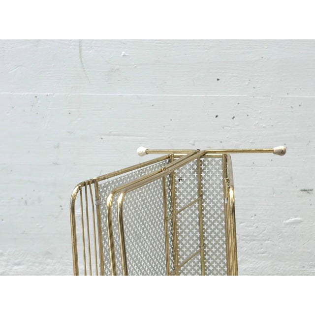 Vintage Metal Newspaper Holder with Wooden Handle, 1950s For Sale - Image 10 of 11