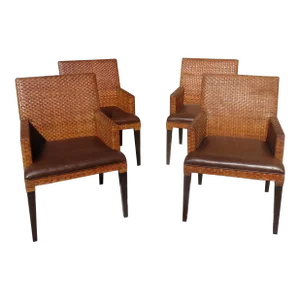 Woven Leather Chairs by Henredon - Set of 4
