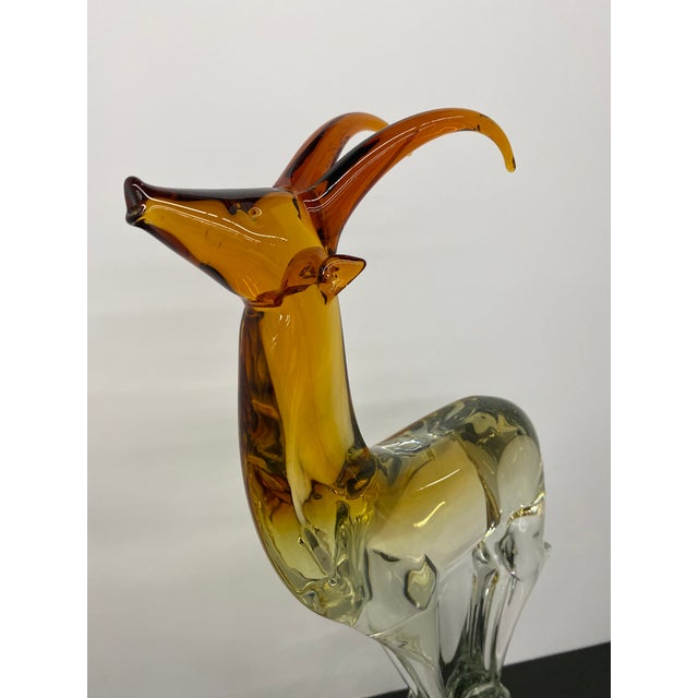 1950s Salviati Murano Hand Formed Italian Glass Red Amber Antelope For Sale - Image 10 of 12