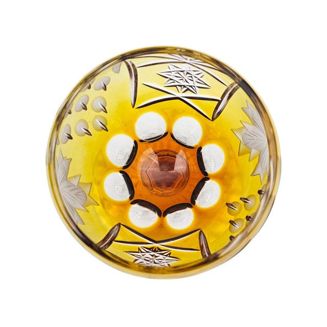 Livānu Stikls Amber Hand-Cut Crystal Wine Goblet, Latvia, Late 20th Century 8" For Sale In San Francisco - Image 6 of 10